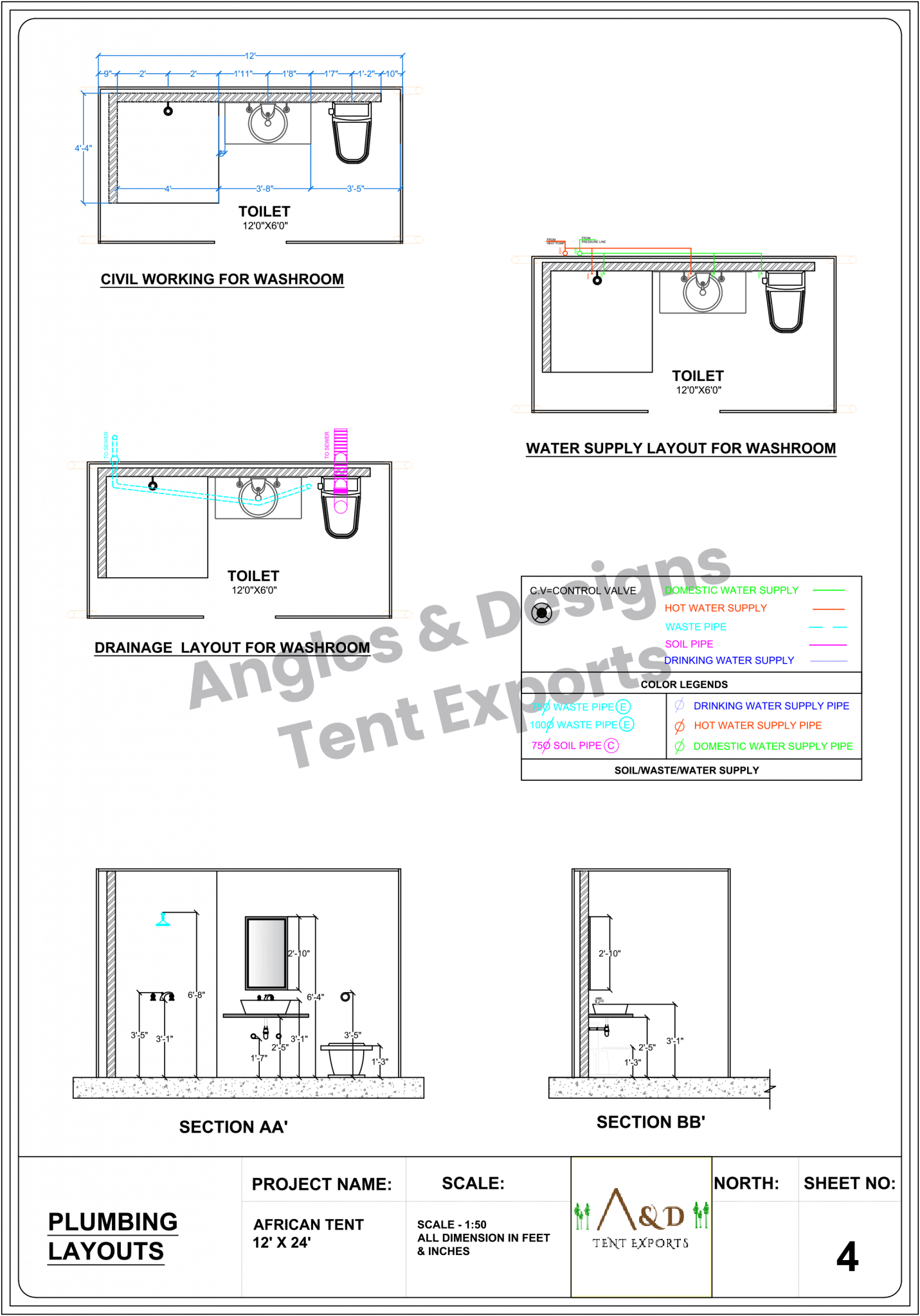 12x24 Tent Plumbing Layout